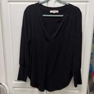 LOFT Black V-Neck Lightweight Pullover Sweater